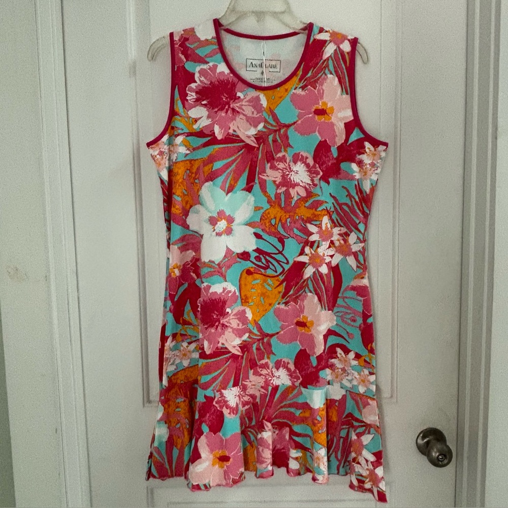 NWT AnaClare MJ Flounce Dress Tahiti Print